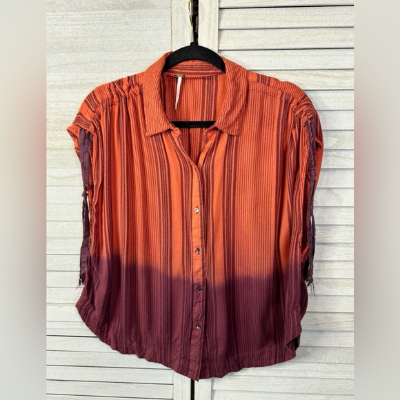 Free People. Striped Orange & Purple Women's Top. Great Condition. Size M - Picture 2 of 13